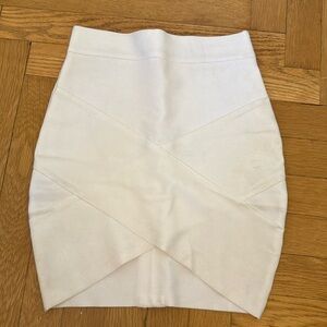 White bandage mini skirt.